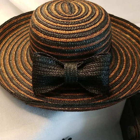 Straw Hat, Black and Brown, Like New, OS, $29 - Picture 1 of 9
